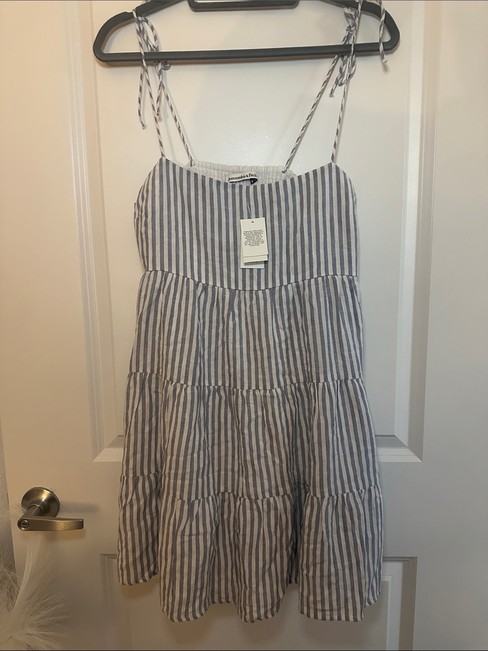 Abercrombie & Fitch Blue and White Striped Tie-Shoulder Sundress